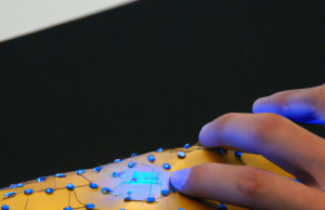 A skin made up of ions which gives robots the ability to detect touch and recognize particular textures.