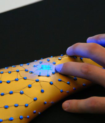 A skin made up of ions which gives robots the ability to detect touch and recognize particular textures.